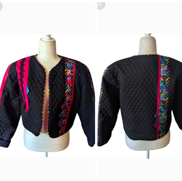 Marie Studer Vtg 90s Art To Wear Artsy Colorful Quilted Dopamine Jacket Sz L - Picture 1 of 13